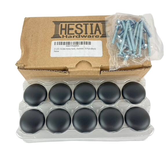 Hestia Round Black Cabinet Knobs Kitchen Hardware Dresser Pulls - Picture 1 of 6